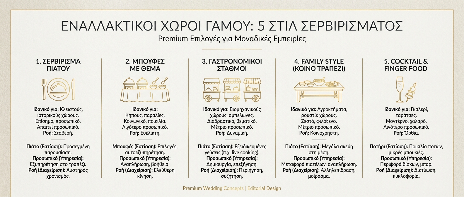 Στυλ σερβιρίσματος για εναλλακτικους χωρους γαμου